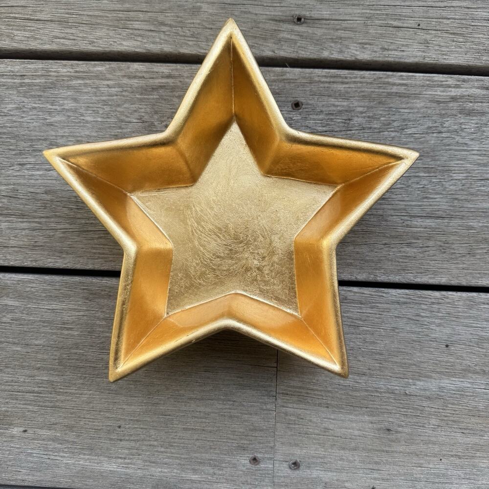 Pier 1 Terracotta Star Shaped Bowl Gold Decorative Candy Dish Celestial Whimsy